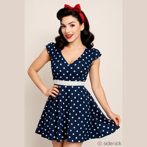 ROCKABILLY Retro style polka dot dress sexy flatters curves, full skirt NWOT, 2X
